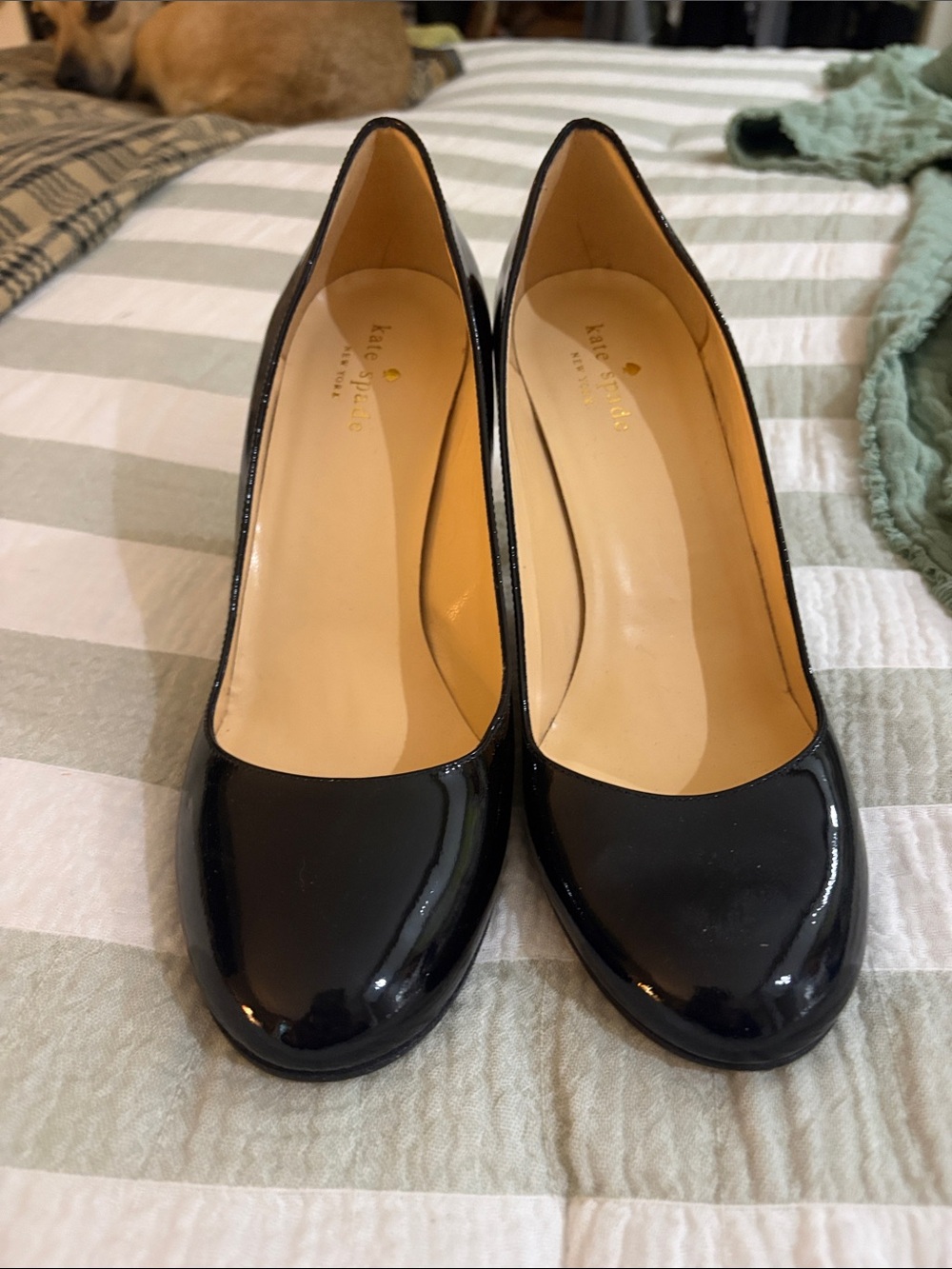 kate spade Black Patent Round-Toe Heels